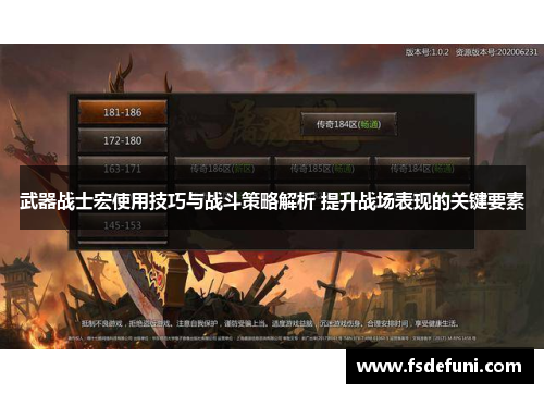 武器战士宏使用技巧与战斗策略解析 提升战场表现的关键要素